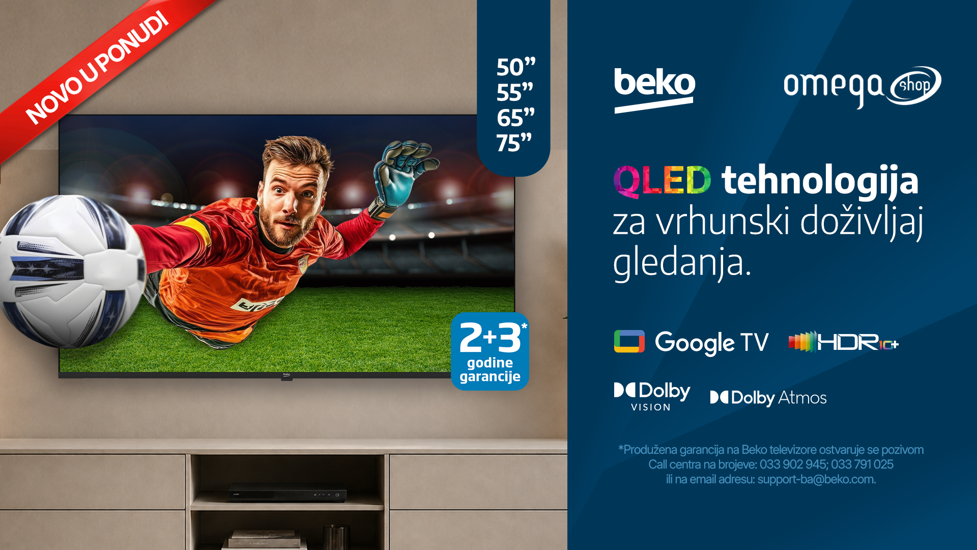 Beko QLED televizori u Omega shop ponudi